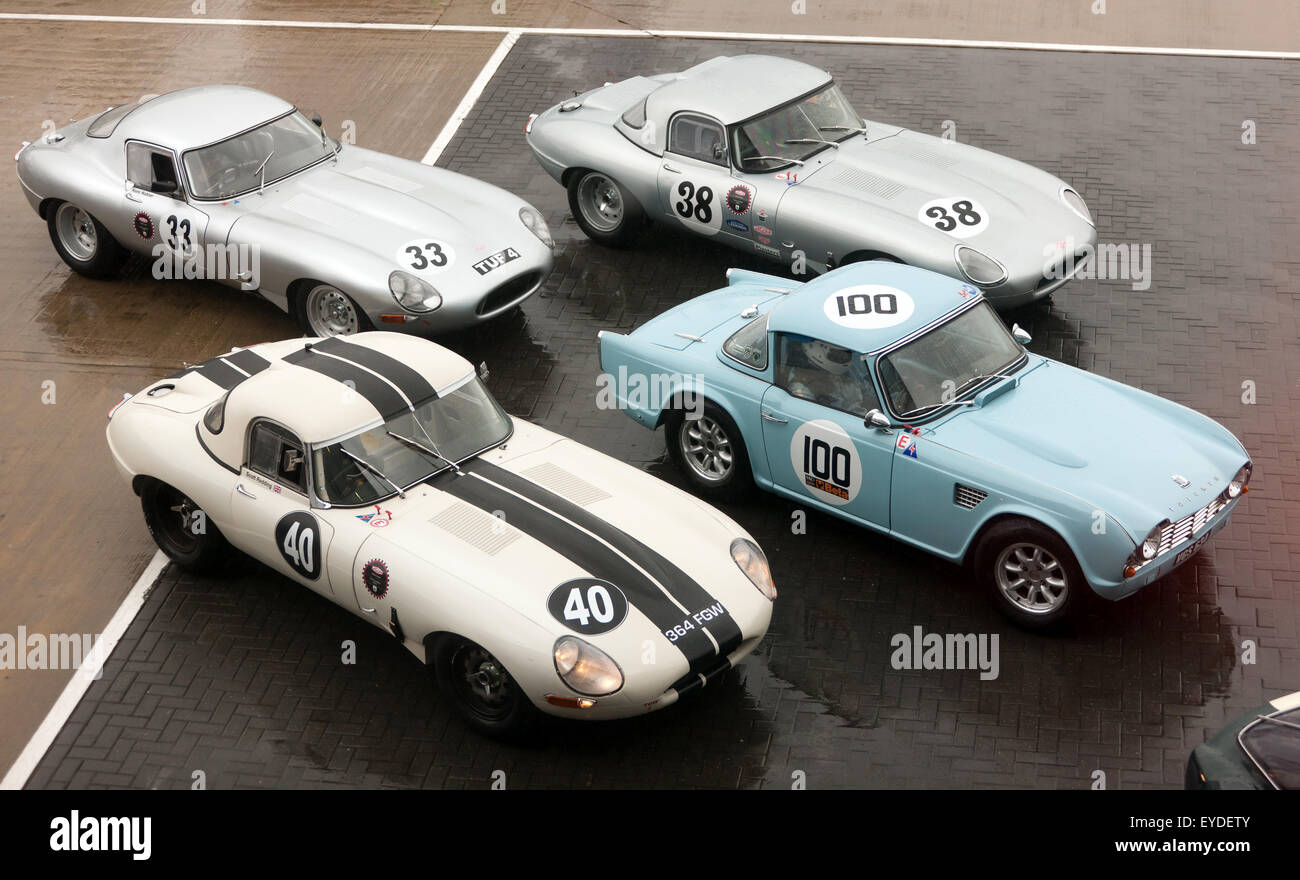 GT Oldtimer (Pre-1966), Line-up im internationalen Fahrerlager für eine Qualifikation für die internationale Trophäe, Stockfoto
