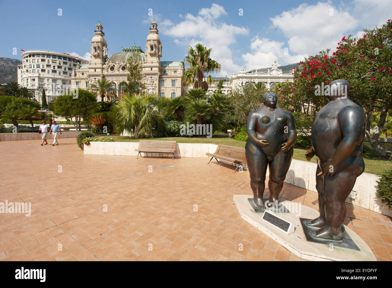 Monte-Carlo, Monaco, 25.09.2008: Casino Monte-Carlo, Skulptur, Adam und Eva Stockfoto