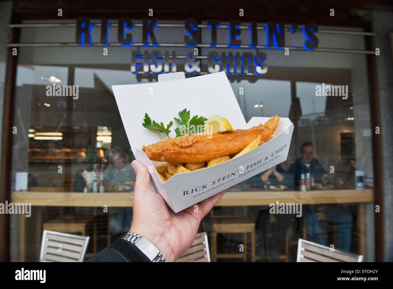 Vereinigtes Königreich, England, Cornwall, TV-Promi Koch Rick Stein Fish &amp; Chips Restaurant und Take away; Falmouth Stockfoto