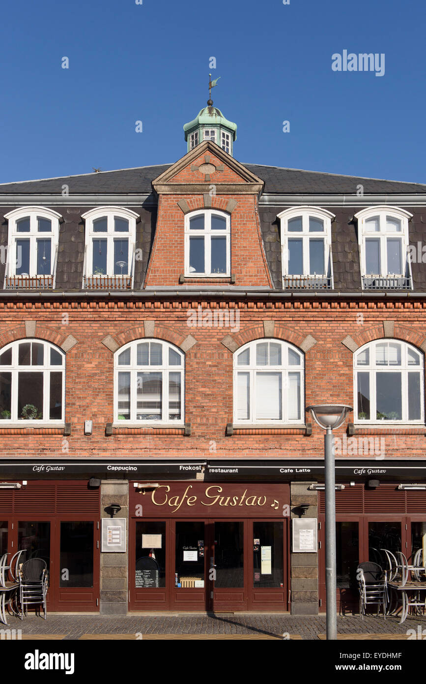 Restaurant Café Gustav im Store Torv, Rönne, Insel Bornholm, Dänemark Stockfoto