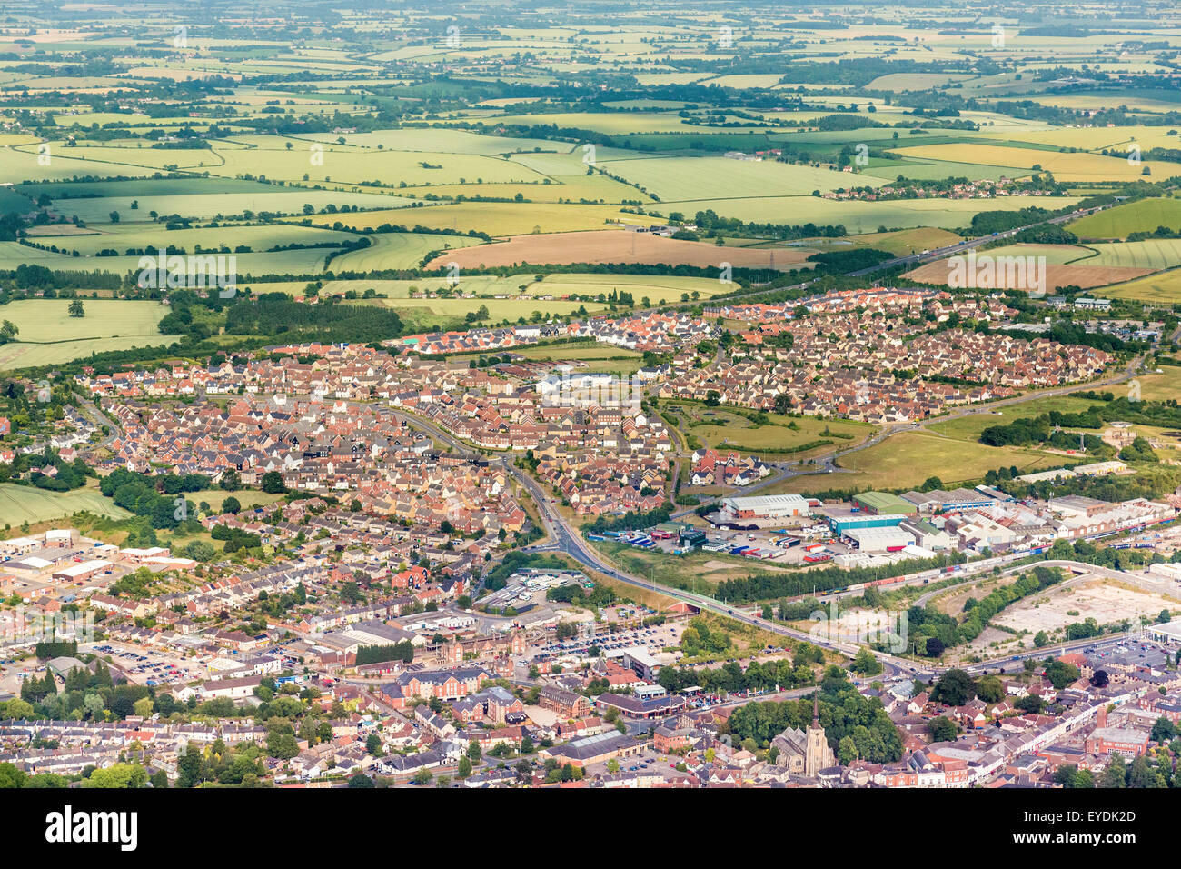 Luftbild von der Zedern-Park-Wohnsiedlung in Stowmarket, Suffolk, UK Stockfoto