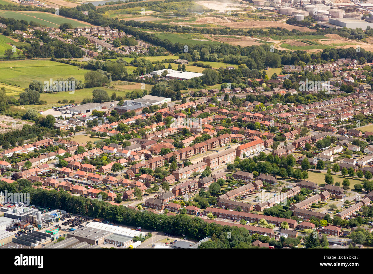 Luftaufnahme von Mildenhall Wohnsiedlung in Bury St Edmunds, Suffolk, UK, gebaut in den späten 1940er Jahren - 50er Jahre Stockfoto