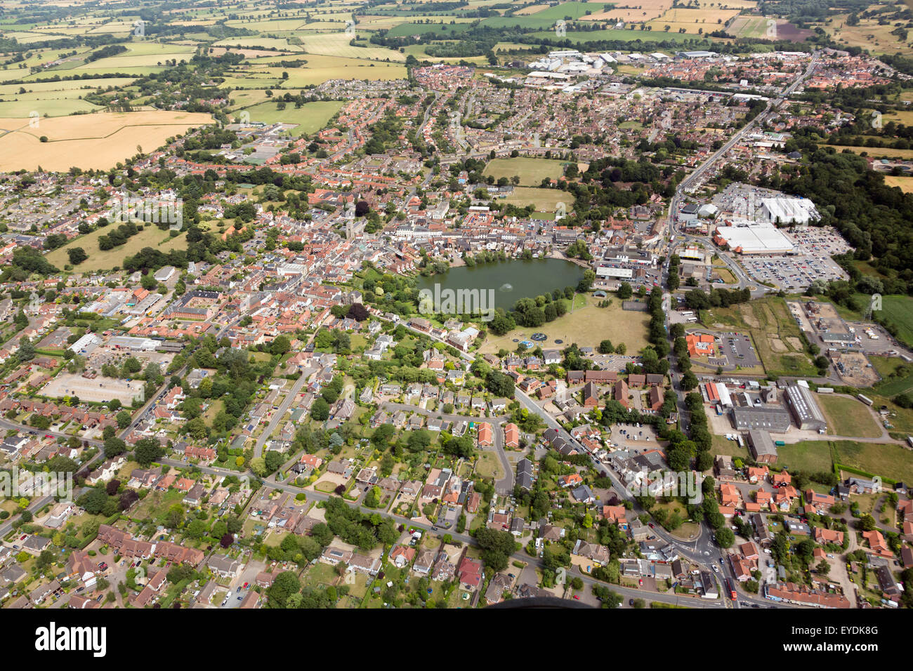 Luftbild des Diss, Norfolk, Großbritannien Stockfoto