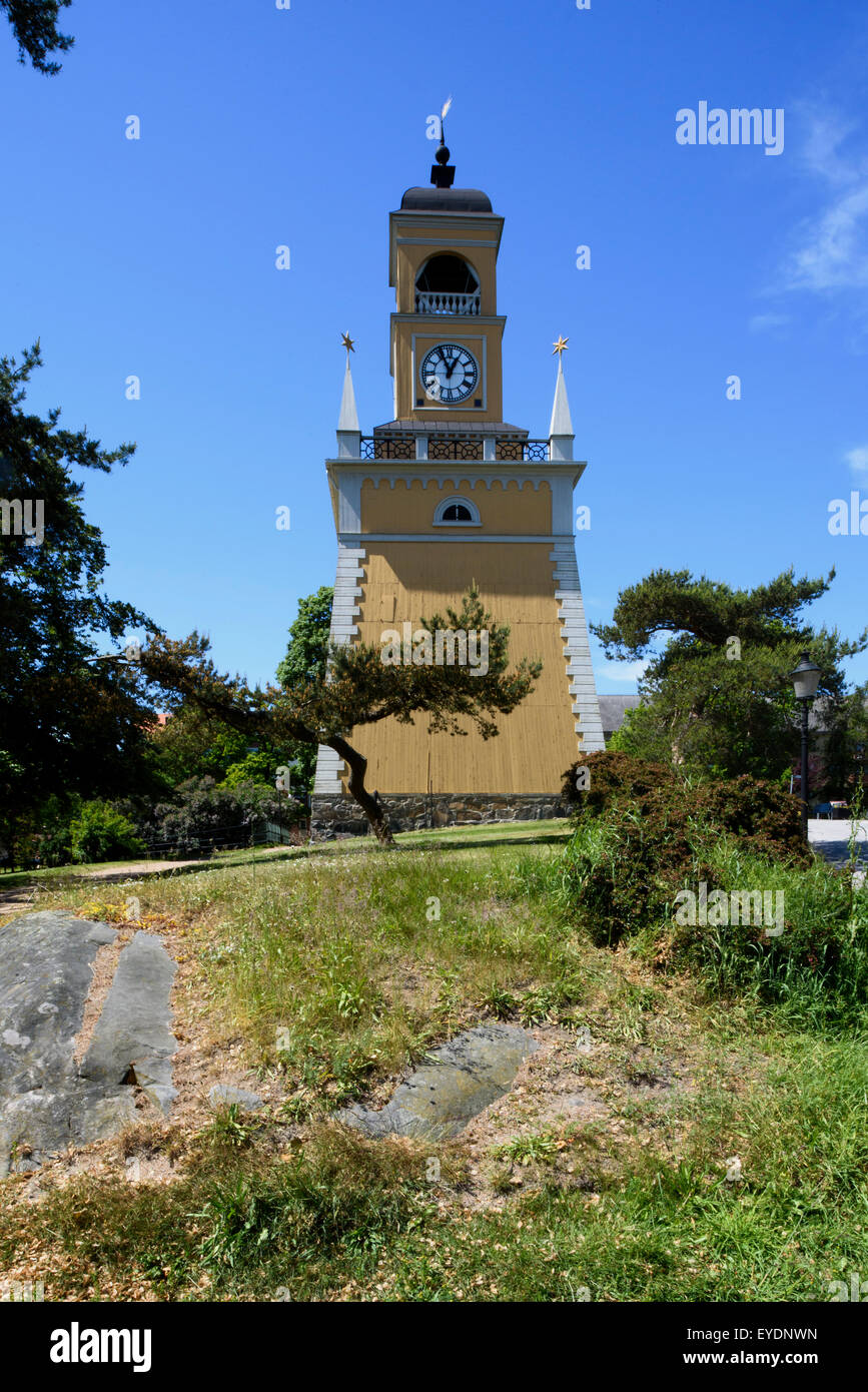 Glockenturm in Admirality Park in Karlskrona, Provinz Blekinge, Schweden Stockfoto