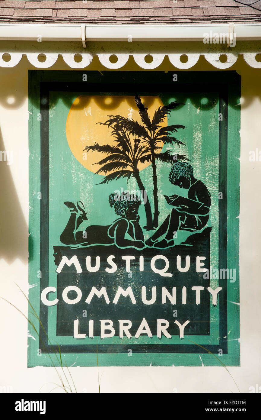 Mustique Community Library, Mustique Island, St. Vincent und die Grenadinen, West Indies Stockfoto