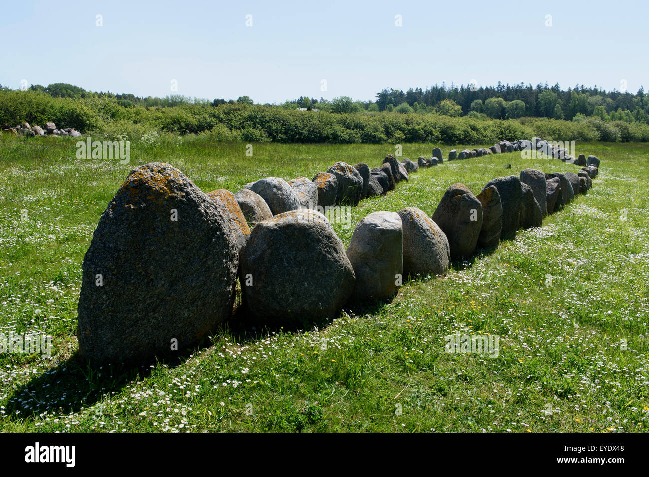 Schiff-Einstellung auf Gnisvärd, Insel Gotland, Schweden Stockfoto