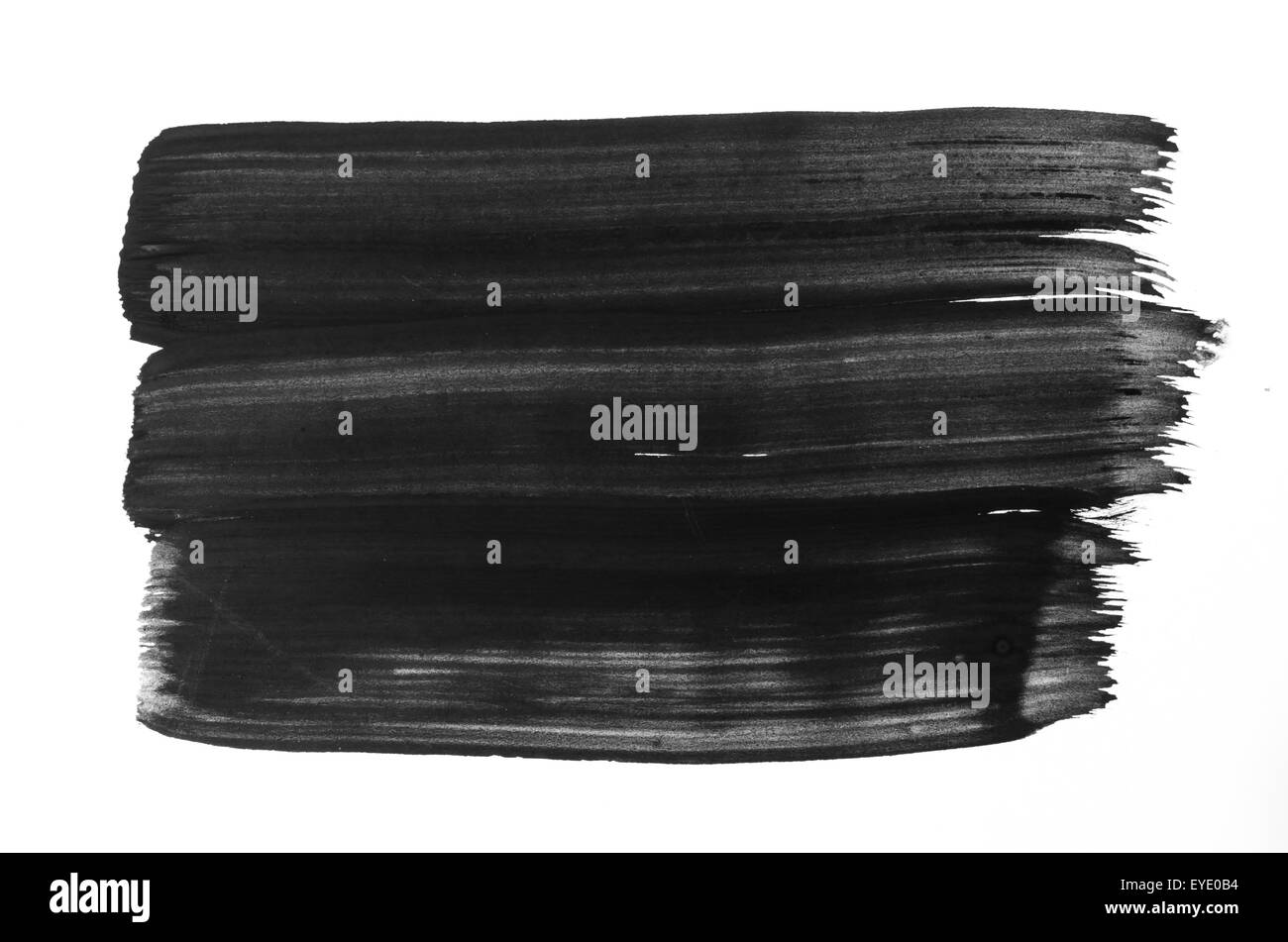 schwarzen Aquarell gemalt Textur auf weißem Papier Stockfoto