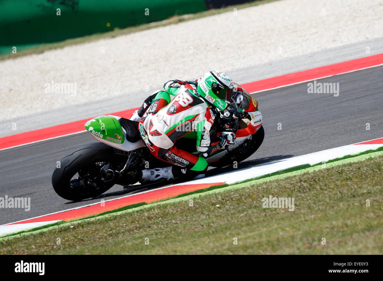 Misano Adriatico, Italien - 20. Juni 2015: Kawasaki ZX-6R von Scuderia Maran.ga. Rennteam, angetrieben von STIRPE Davide Stockfoto