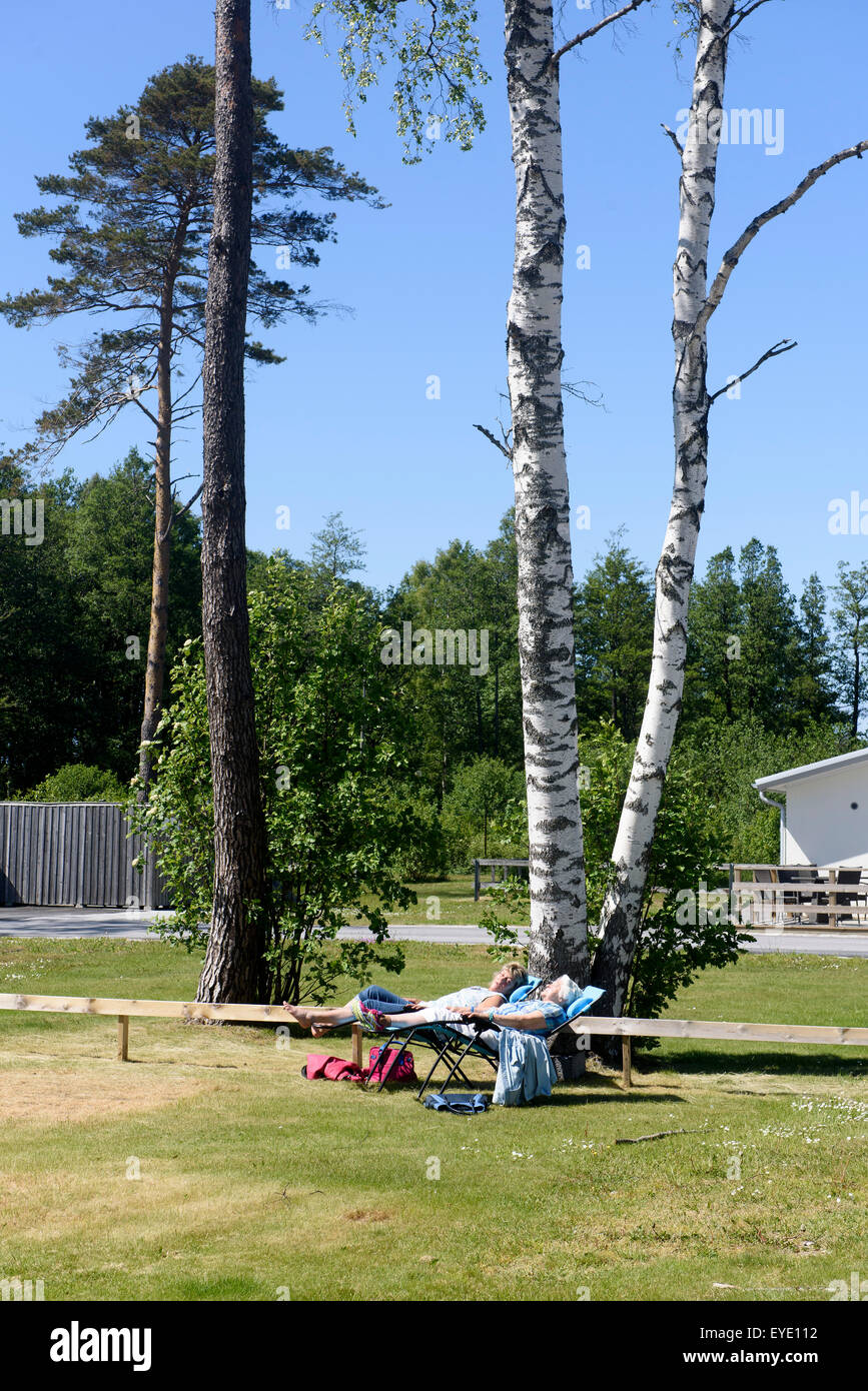 Camping am Strand von Sudersand Fårö Insel in der Nähe von Gotland, Schweden Stockfoto