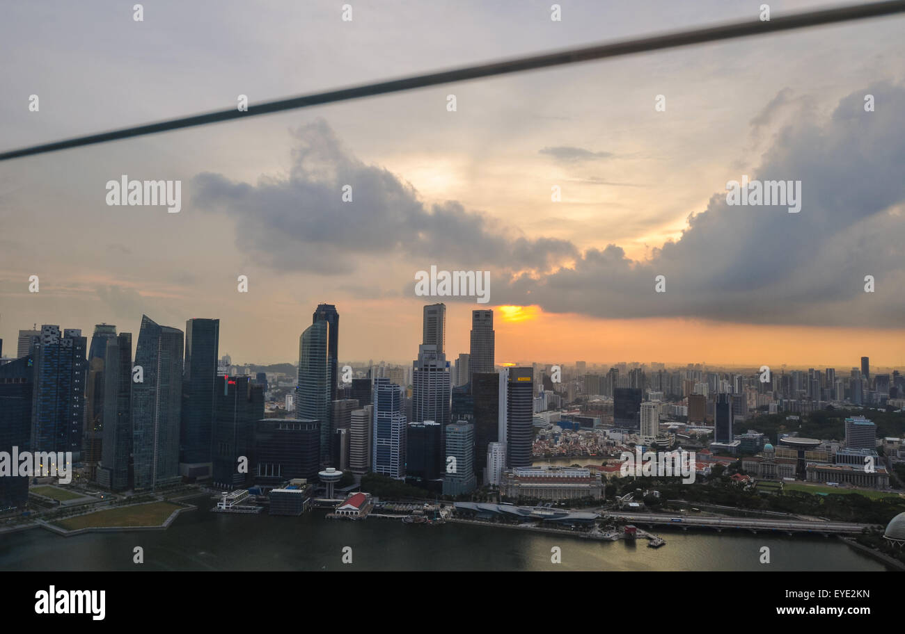 Skyline von Singapur Marina Bay Sands an der Spitze Stockfoto