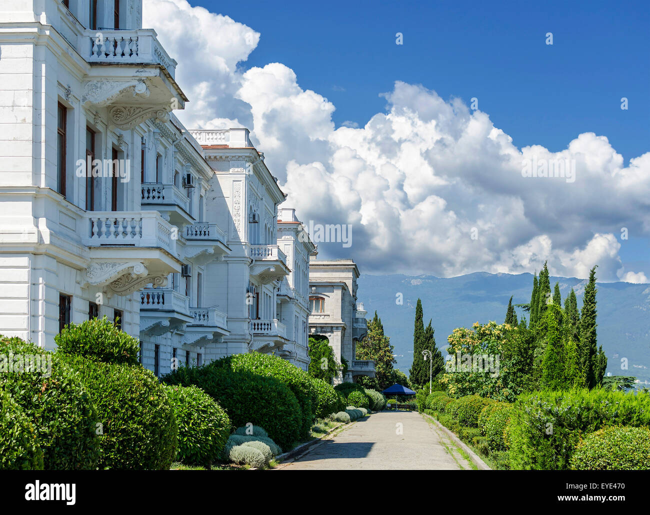 Livadia-Palast (Sommerresidenz des letzten russischen Zaren Nicholas II, Krim, Ukraine).  Erbaut im Jahr 1911 vom Architekten N.P. Krasnow. Stockfoto