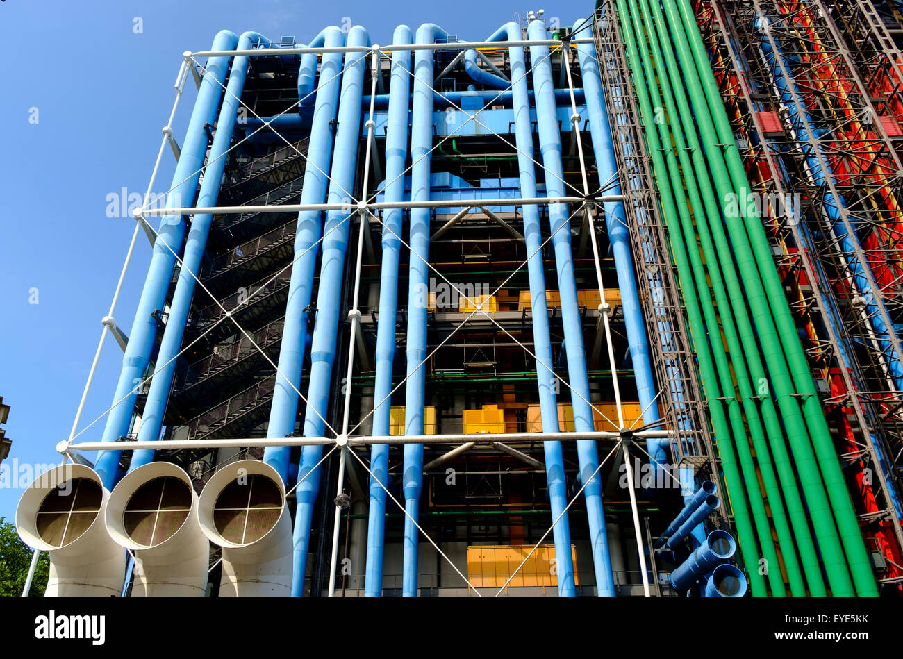 Centre Georges Pompidou, gebaut von GTM, abgeschlossen im Jahre 1977, Paris, Frankreich Stockfoto