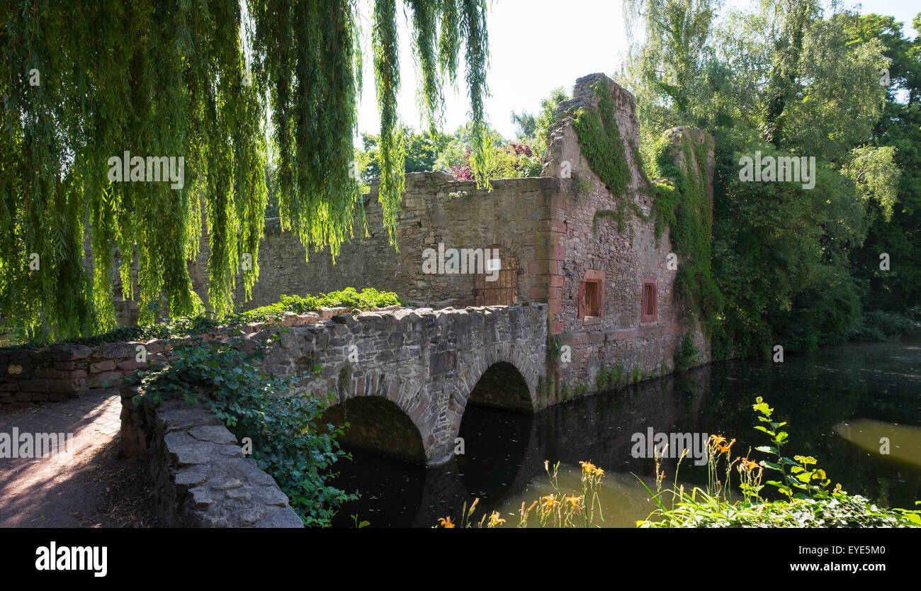 Ruinen in Schöntal Park, Aschaffenburg, Unterfranken, Franken, Bayern, Deutschland Stockfoto