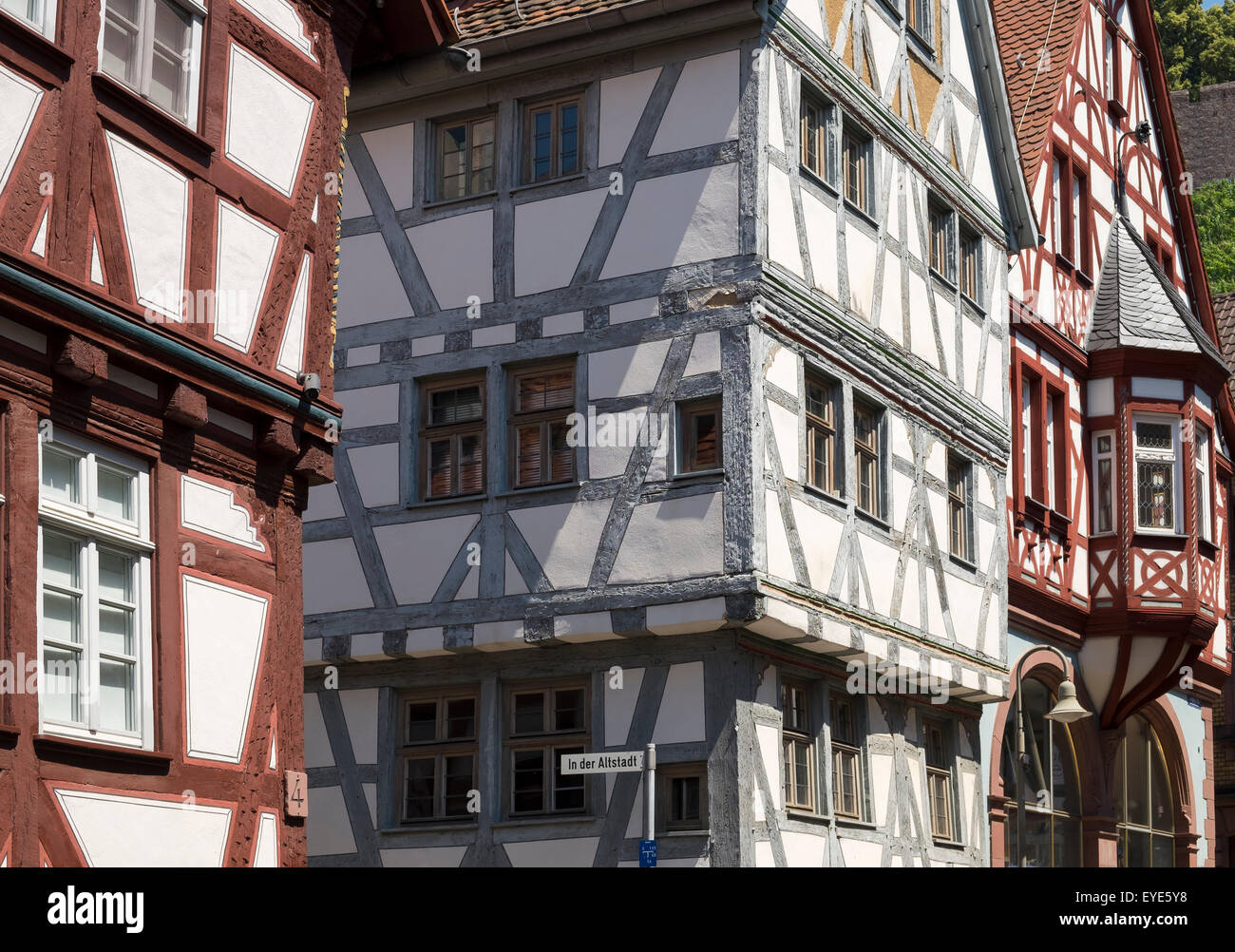 Fachwerkhäuser in der Altstadt, Klingenberg bin Main, Unterfranken, Franken, Bayern, Deutschland Stockfoto