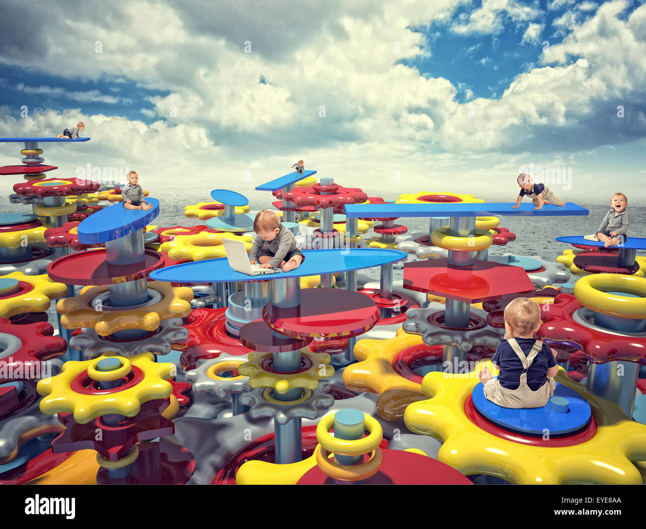 Cihld auf abstrakte Spielzeug Ausrüstung anders Stockfoto