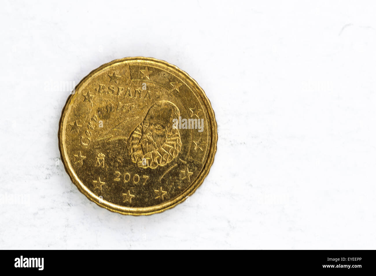 10 Euro-Cent-Münze mit spanischen Rückseite used-look Stockfoto