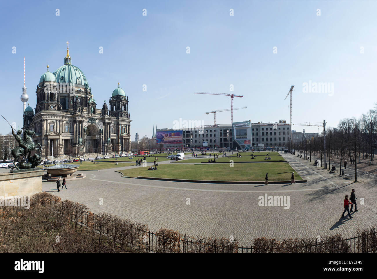 Berliner Dom, tv Turm und Lustgarten panorama Stockfoto