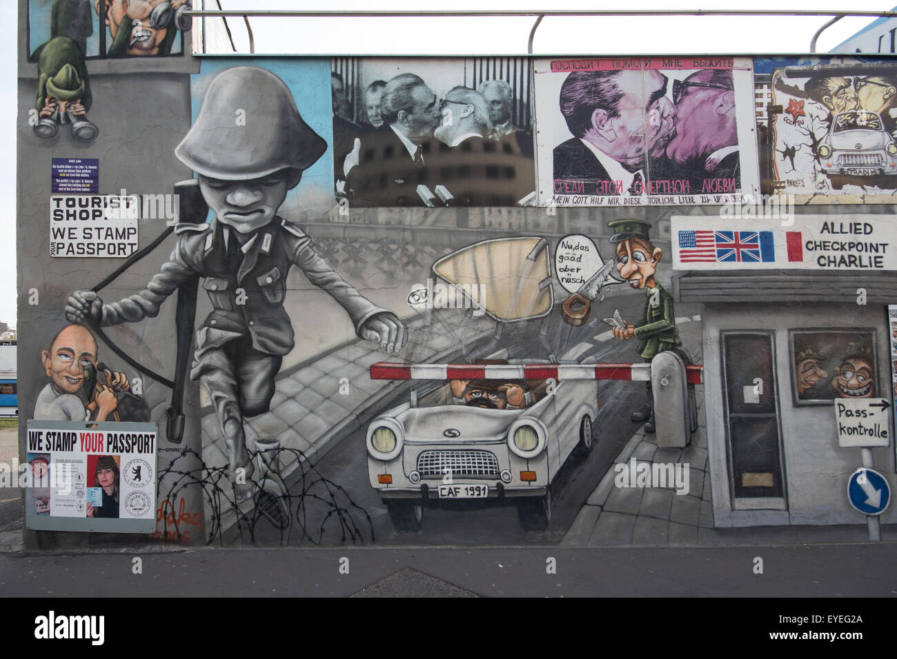 Wandbild an der Berliner Mauer - East Side Gallery Stockfoto