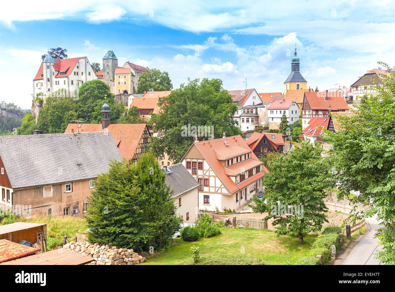 Stadt von Hohnstein in der sächsischen Schweiz, Deutschland. Stockfoto
