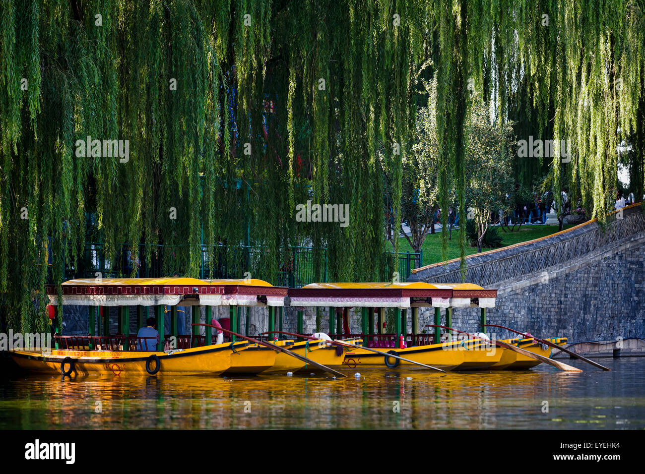 Sportboote auf dem See im Behai Park; Peking, China Stockfoto