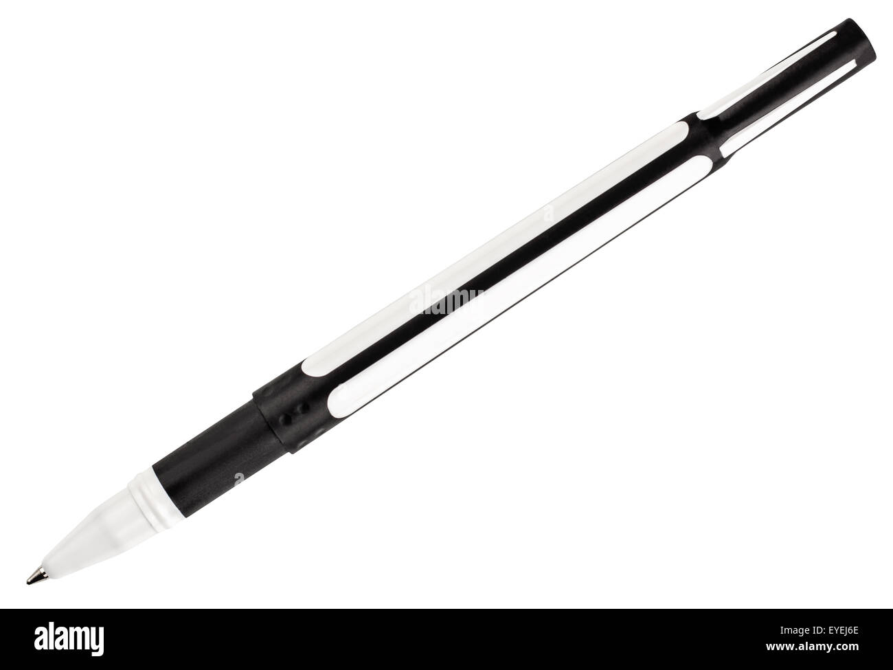 die schwarzen und weißen Kugelschreiber isoliert auf weißem Hintergrund Stockfoto