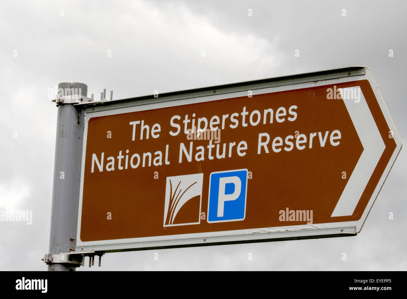 Hinweisschild für Stiperstones National Nature Reserve, Shropshire, England, Großbritannien Stockfoto