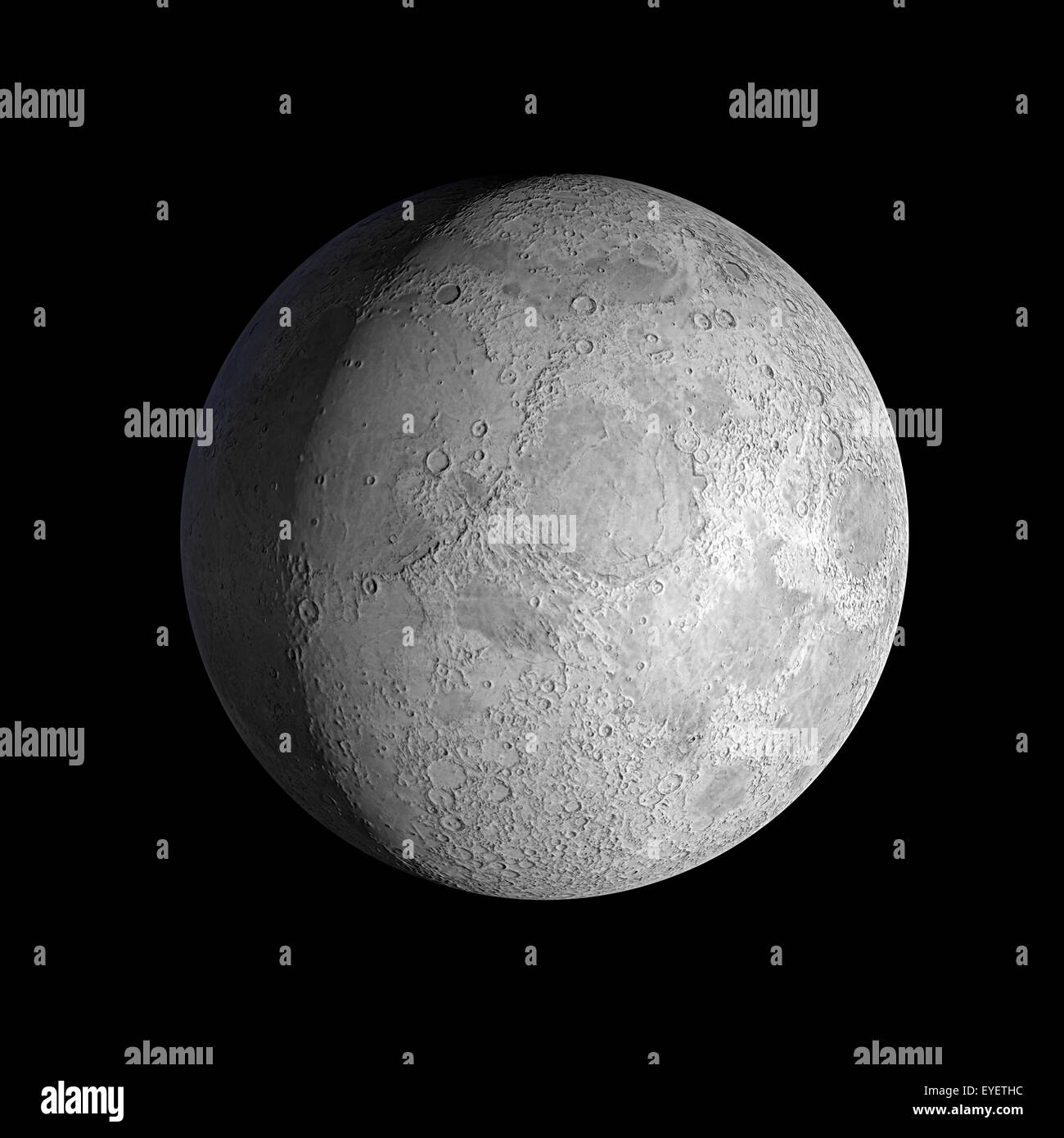 3D-Ansicht der Vergrößerung des Mondes von der Erde Stockfoto