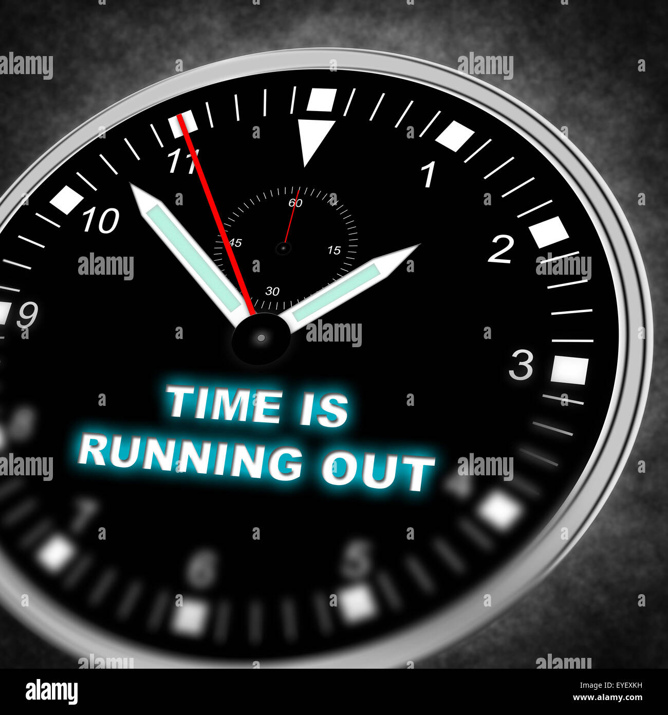 Beispiel für eine Uhr mit Text "TIME IS RUNNING OUT Stockfotografie - Alamy