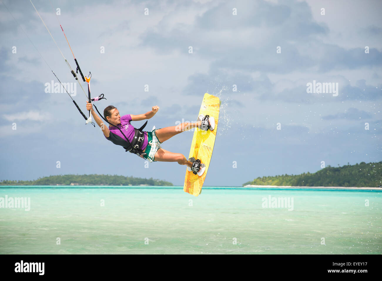 Windsurfen; Vavau, Tonga Stockfoto