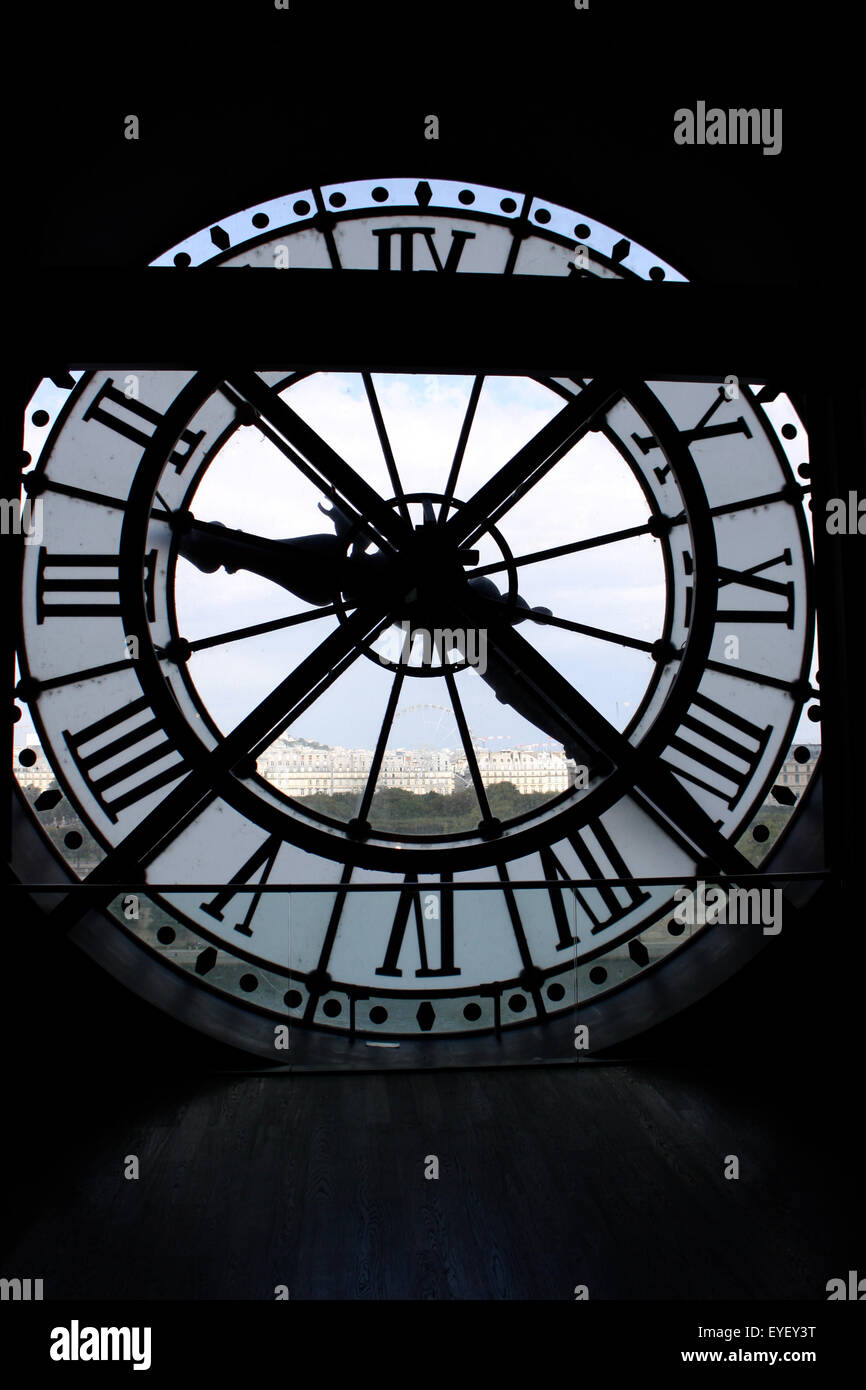 Musée d ' Orsay, Clock Silhouette außerhalb Paris suchen Stockfoto