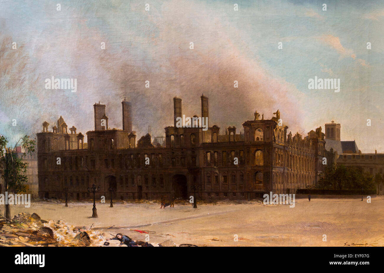 Das Rathaus der Stadt nach dem Brand der Kommune 17.10.2013 - Sammlung des 19. Jahrhunderts Stockfoto