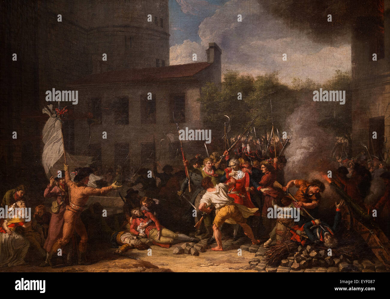 Marquis de Launay, Gouvernor der Bastille, eingefangen von den Angreifern am 14. Juli 1789 der Marquis de Launay widerstehen gegen die Soldaten dann verlässt die Festung, den Verlust zu begrenzen. Die Menge Assasinates ihn und sein Kopf war am Ende ein Pi gehämmert Stockfoto