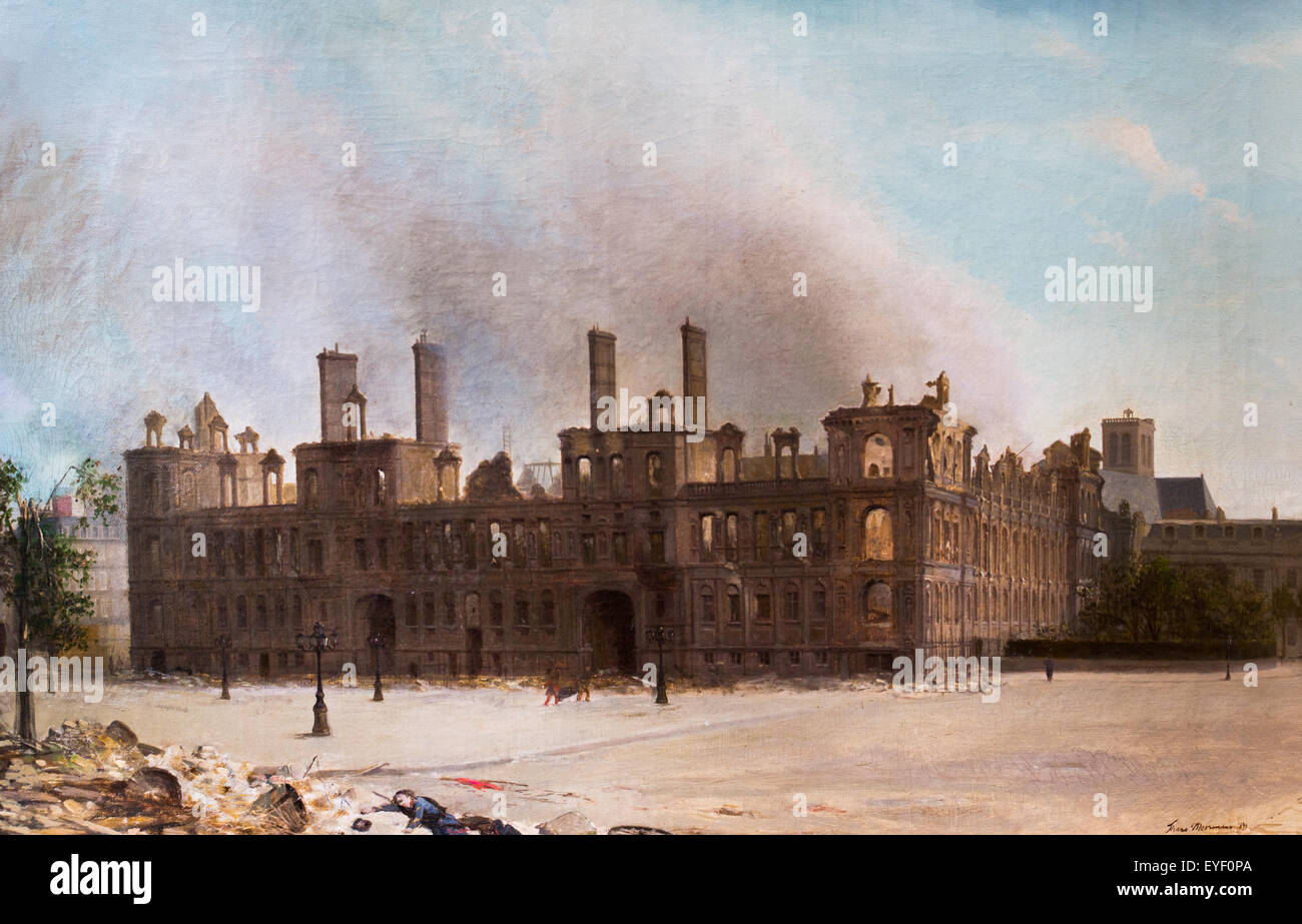 Das Rathaus der Stadt nach dem Brand der Kommune 17.10.2013 - Sammlung des 19. Jahrhunderts Stockfoto