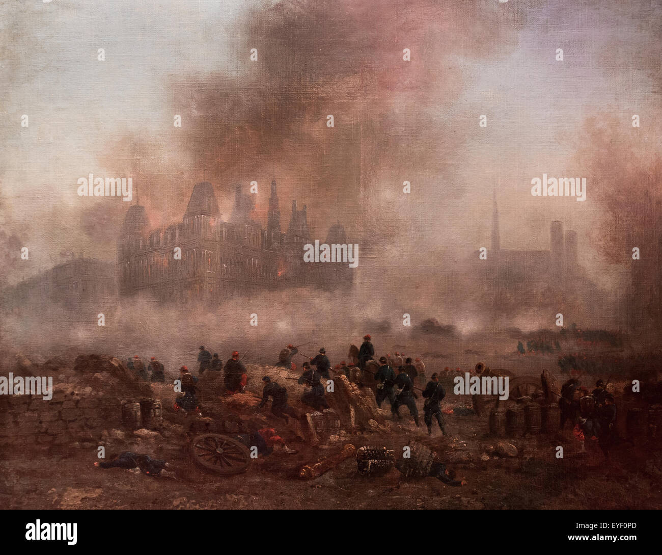 Die gebrannte Rathaus, Angriff von Versaillern Truppe, kann 1871 17/10/2013 - Sammlung des 19. Jahrhunderts Stockfoto