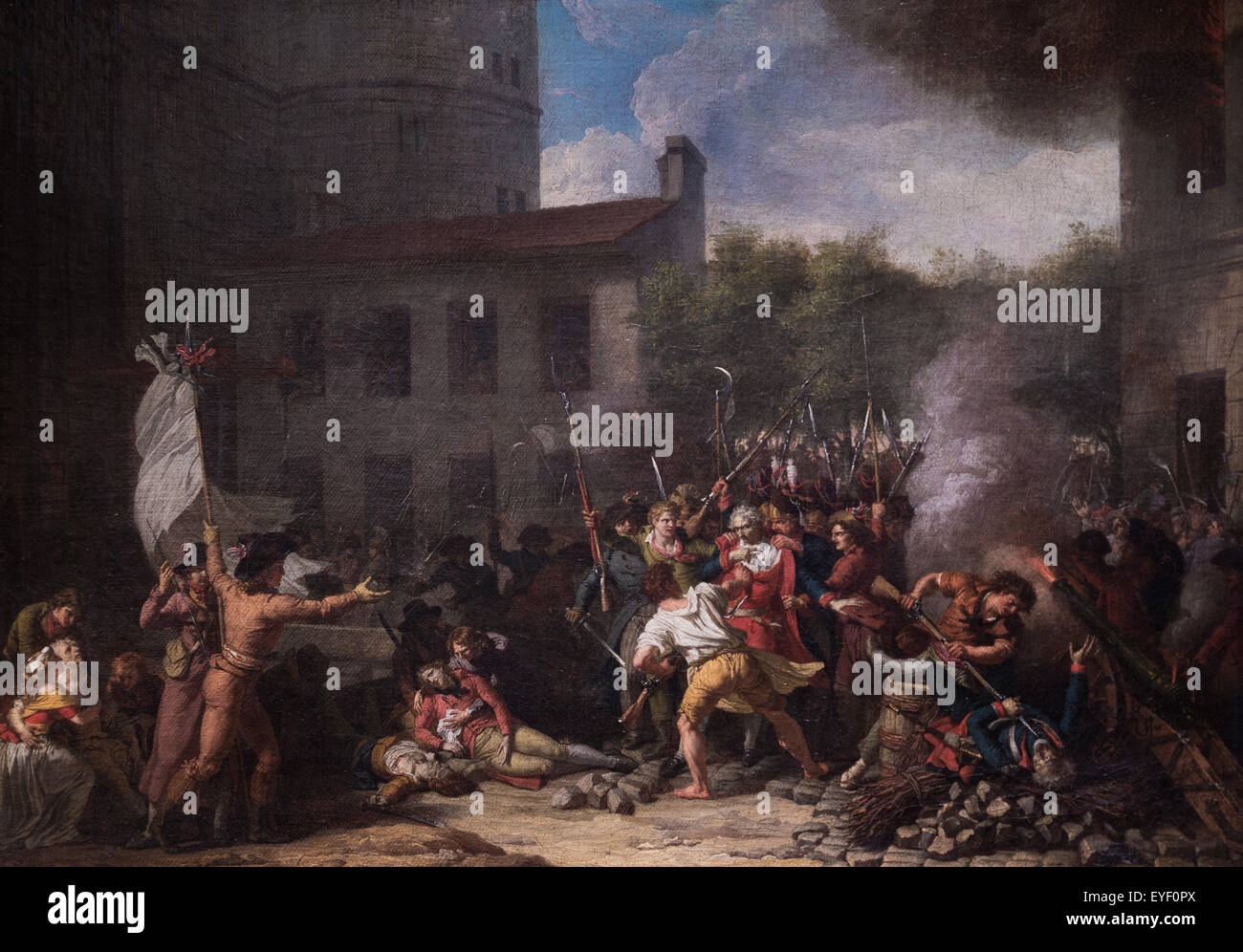 Marquis de Launay, Gouvernor der Bastille, eingefangen von den Angreifern am 14. Juli 1789 der Marquis de Launay widerstehen gegen die Soldaten dann verlässt die Festung, den Verlust zu begrenzen. Die Menge Assasinates ihn und sein Kopf war am Ende ein Pi gehämmert Stockfoto