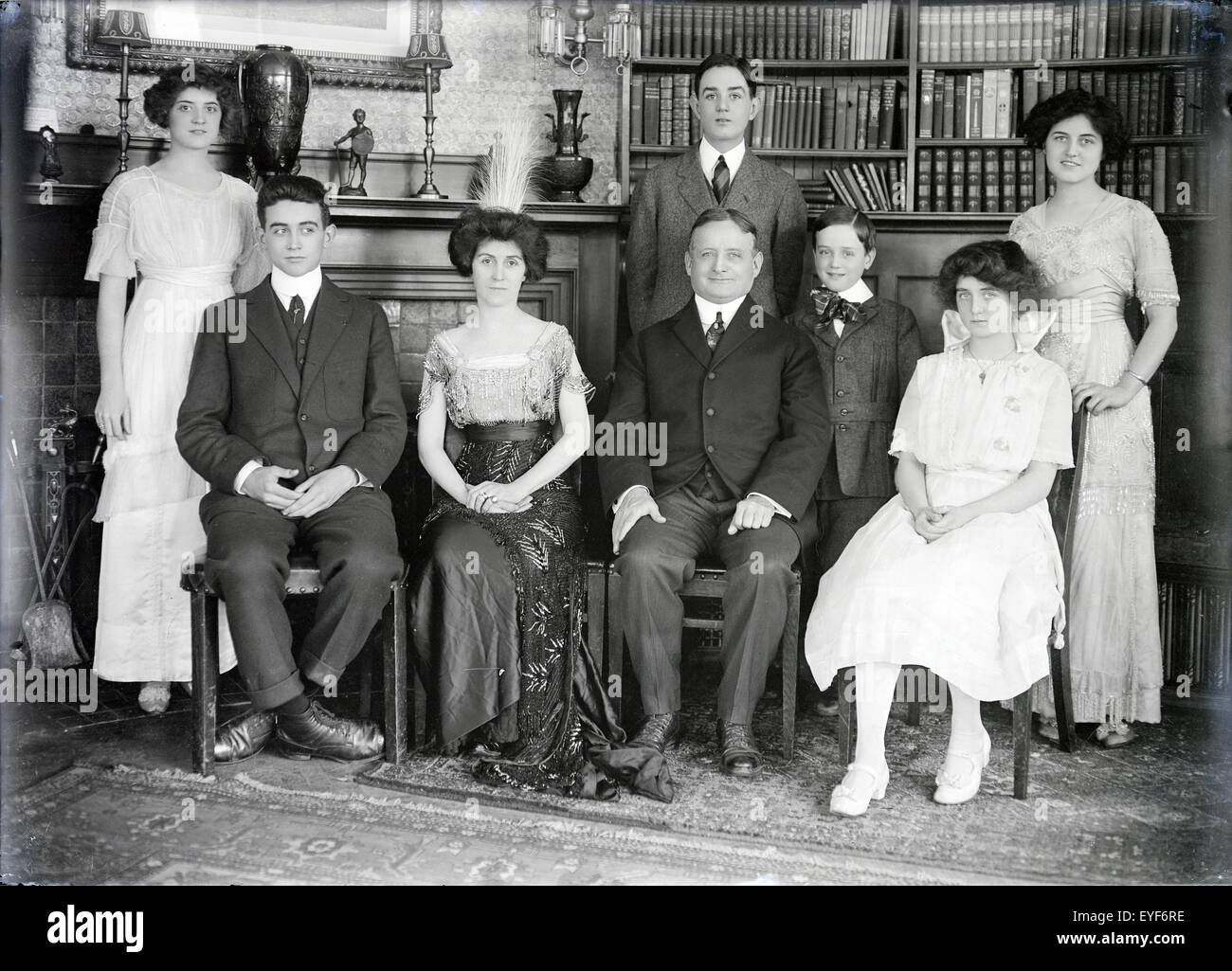 Antike ca. 1915 Foto der Familie Fitzgerald. QUELLE: ORIGINAL FOTONEGATIV Stockfoto