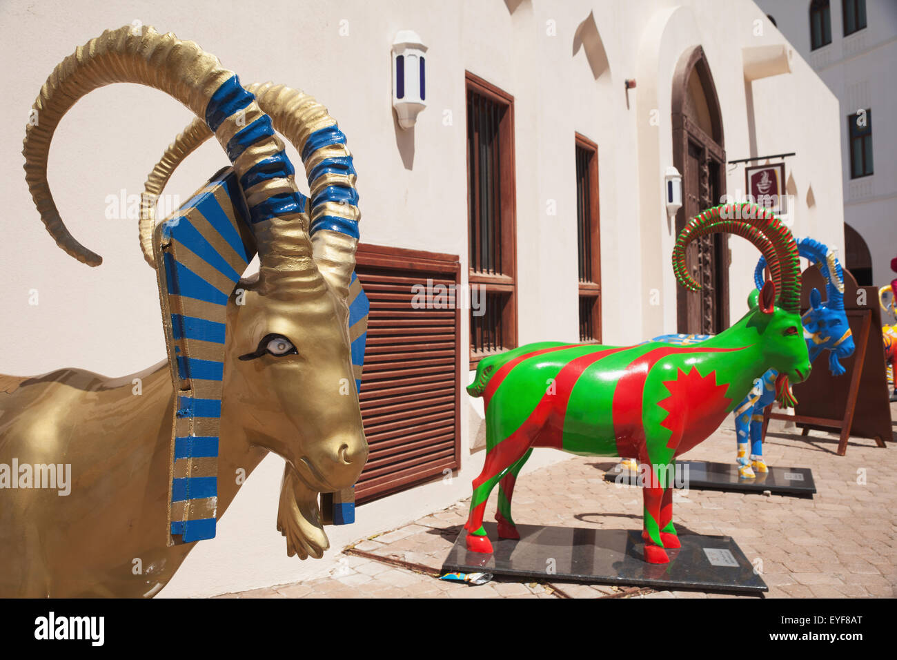 Bemalte Steinbock, Beit al Zubair Museum, Old Muscat; Muscat, Oman Stockfoto