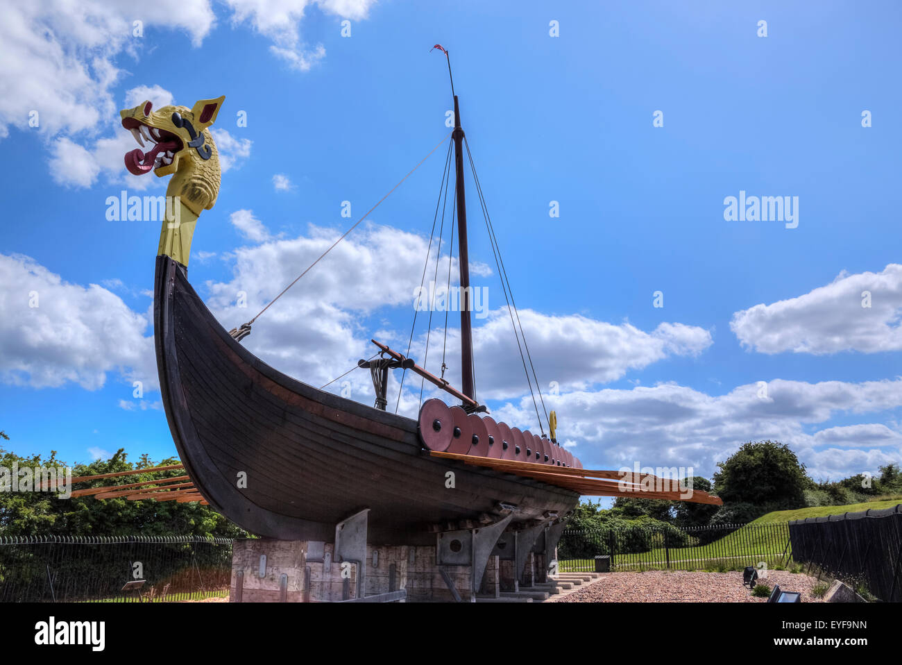 Viking Schiff Hugin, Pegwell Bay, Ramsgate, Kent, England, Vereinigtes Königreich Stockfoto