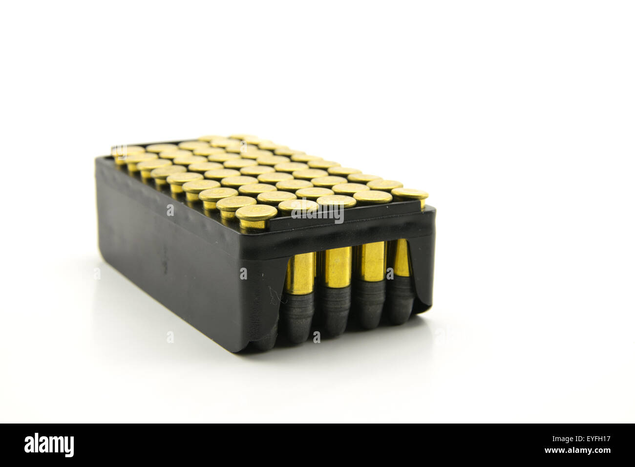 Paket von 50 goldene Hohlspitze Munition im Kaliber.22 Stockfoto