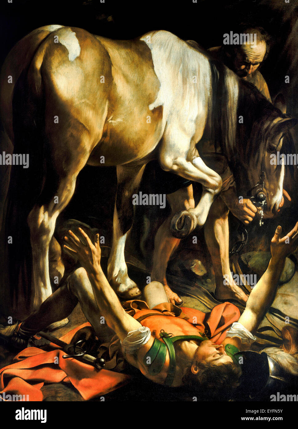 St. Pauls-Konvertierung auf dem Weg nach Damaskus Caravaggio um 1600 Stockfoto