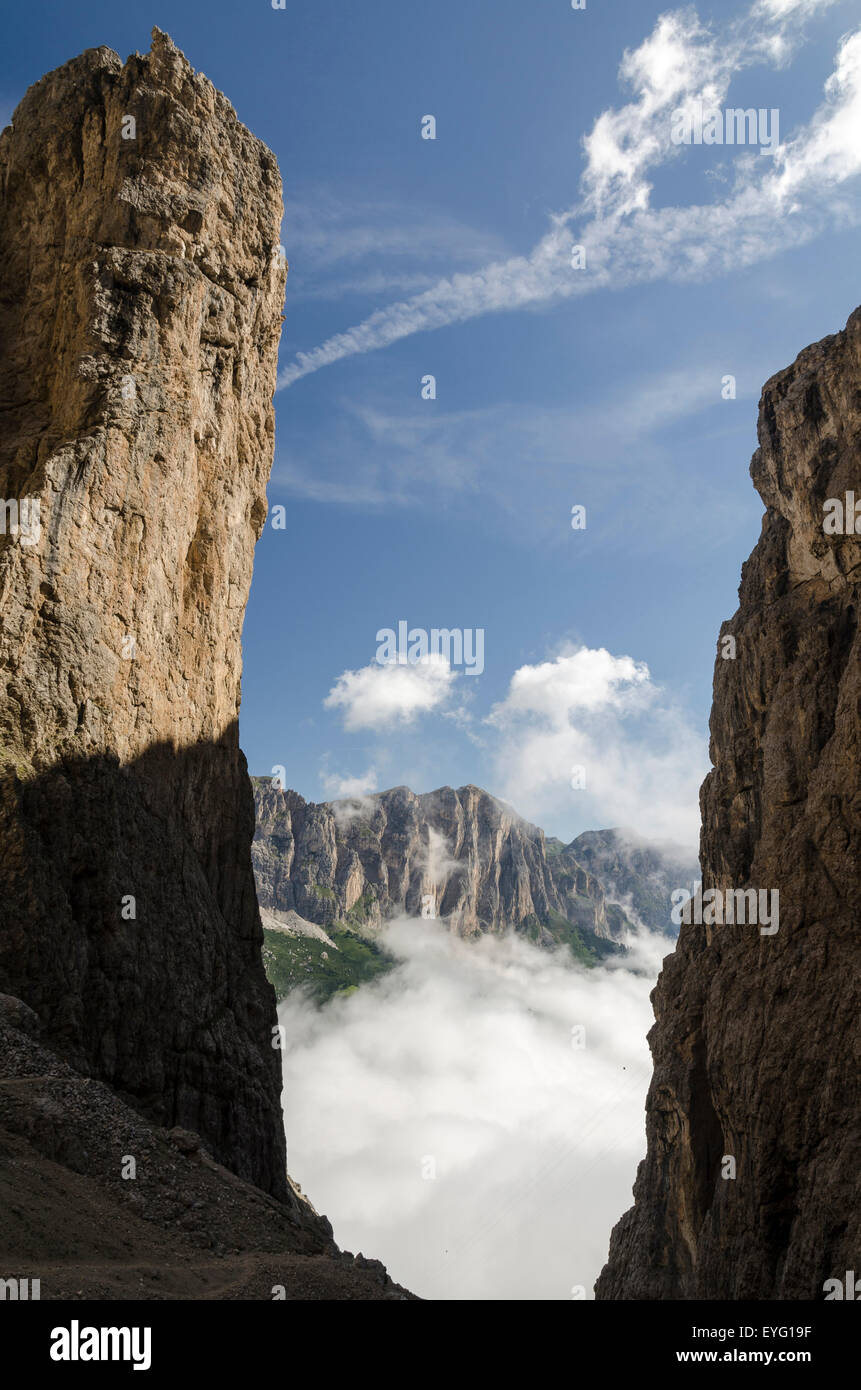 Italien Dolomiten Puez und Cir MTS von Setus Tal Sellagruppe Fußweg Pisciadù Hütte 666 Trail Stockfoto
