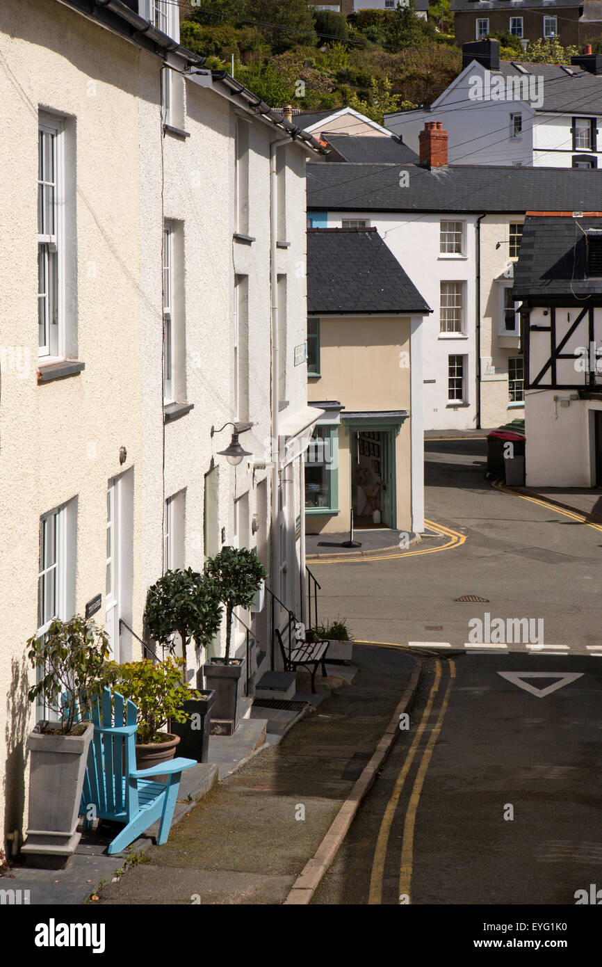 Großbritannien, Wales, Gwynedd, Aberdovey, Aussicht auf Ort, ehemalige Fischer Hütten jetzt Ferienhäuser Stockfoto