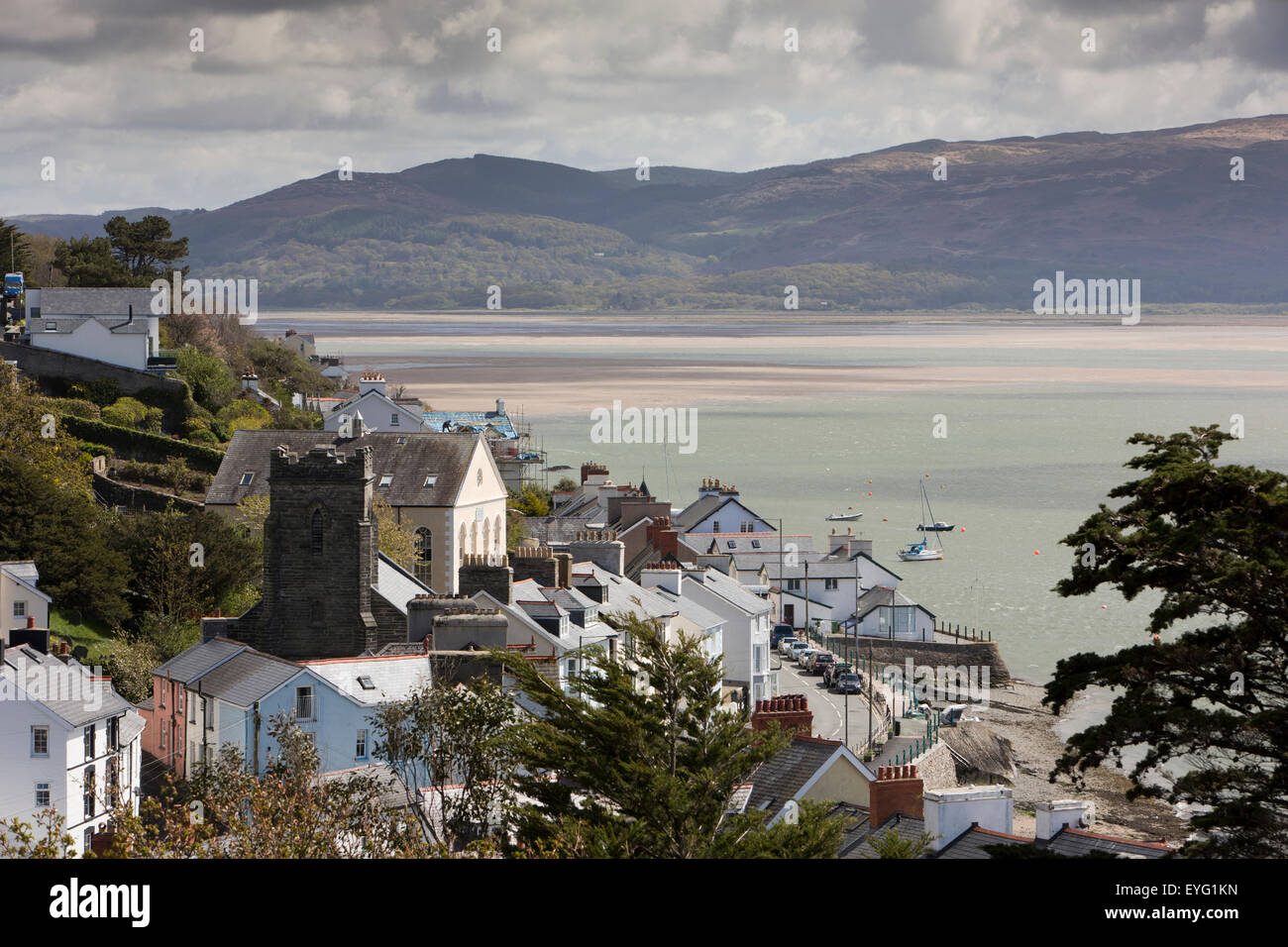 England, Wales, Gwynedd, Aberdovey, erhöhten Blick auf das Dorf von Pen-y-Bryn Sicht Stockfoto