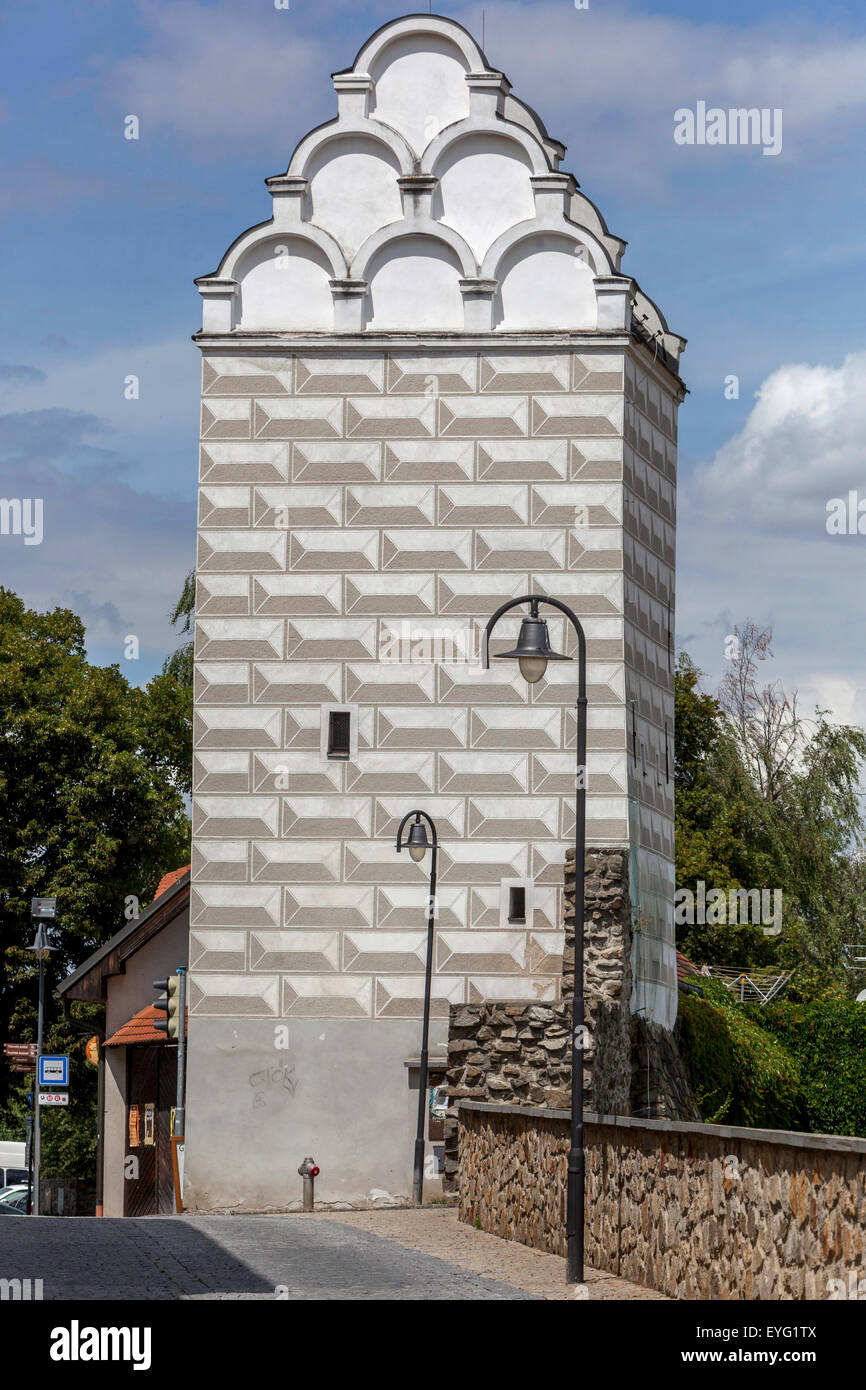 Wasserturm Tabor - die Stadt der Hussiten, Süd-Böhmen, Tschechische Republik Stockfoto