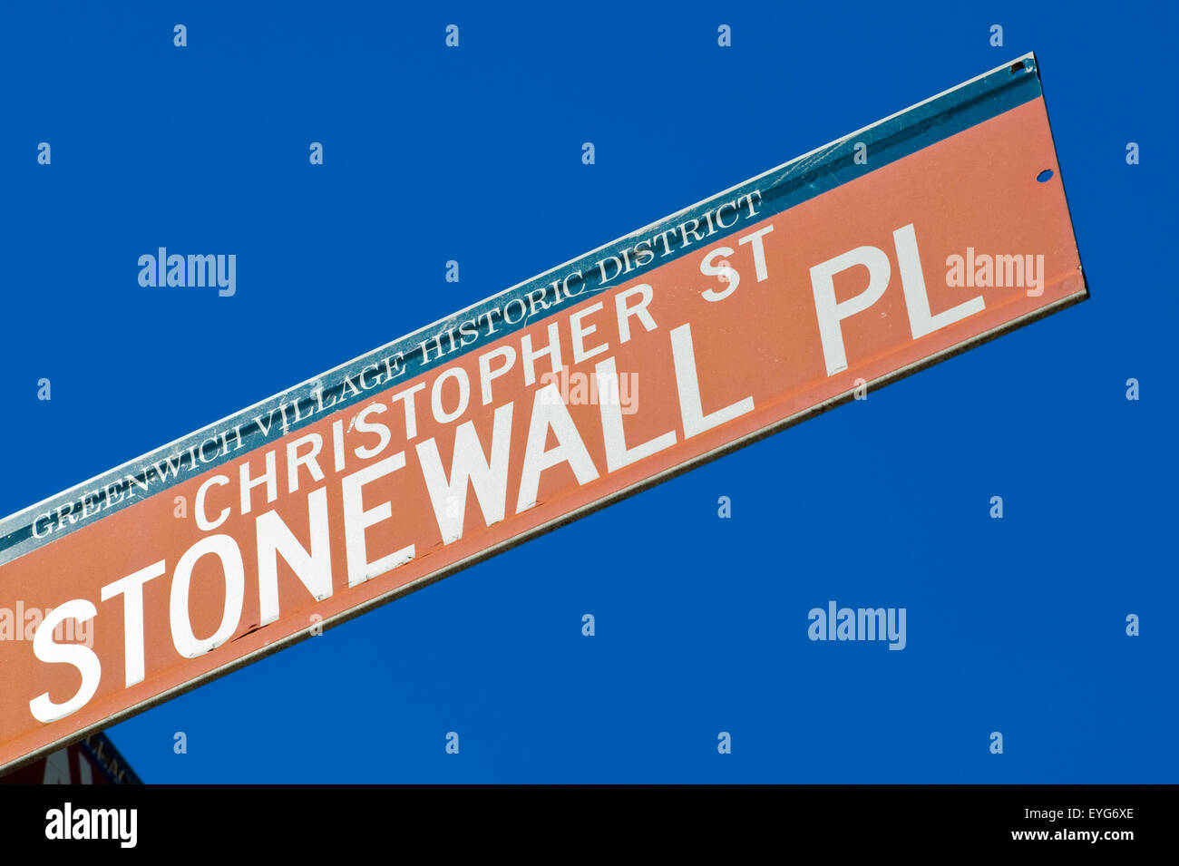 Stonewall Ort Stree Zeichen, West Village, Manhattan, New York, Usa Stockfoto