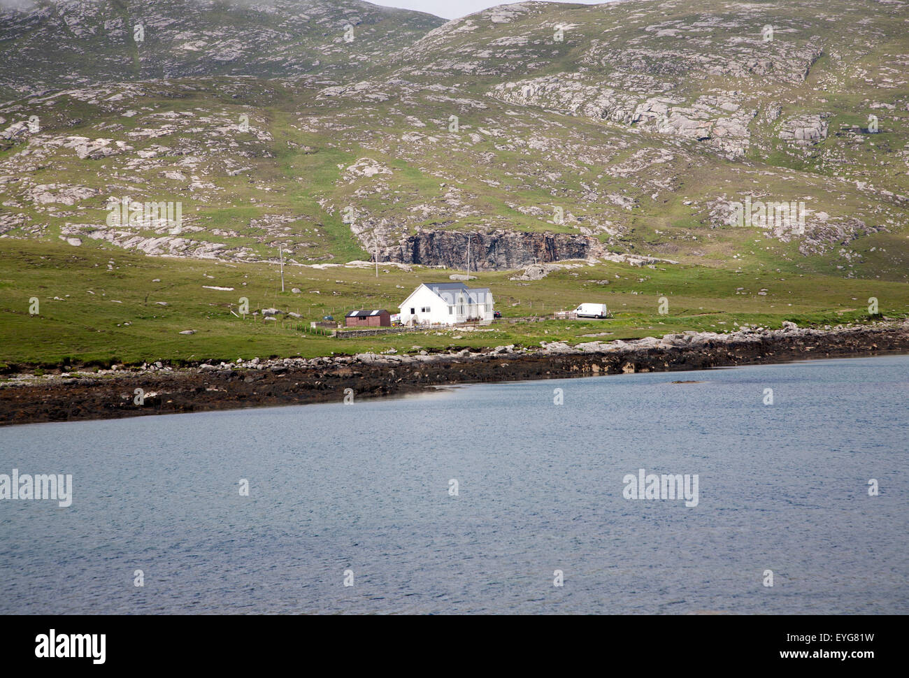 Croft Haus auf Vatersay Insel Barra, äußeren Hebriden, Schottland, UK Stockfoto