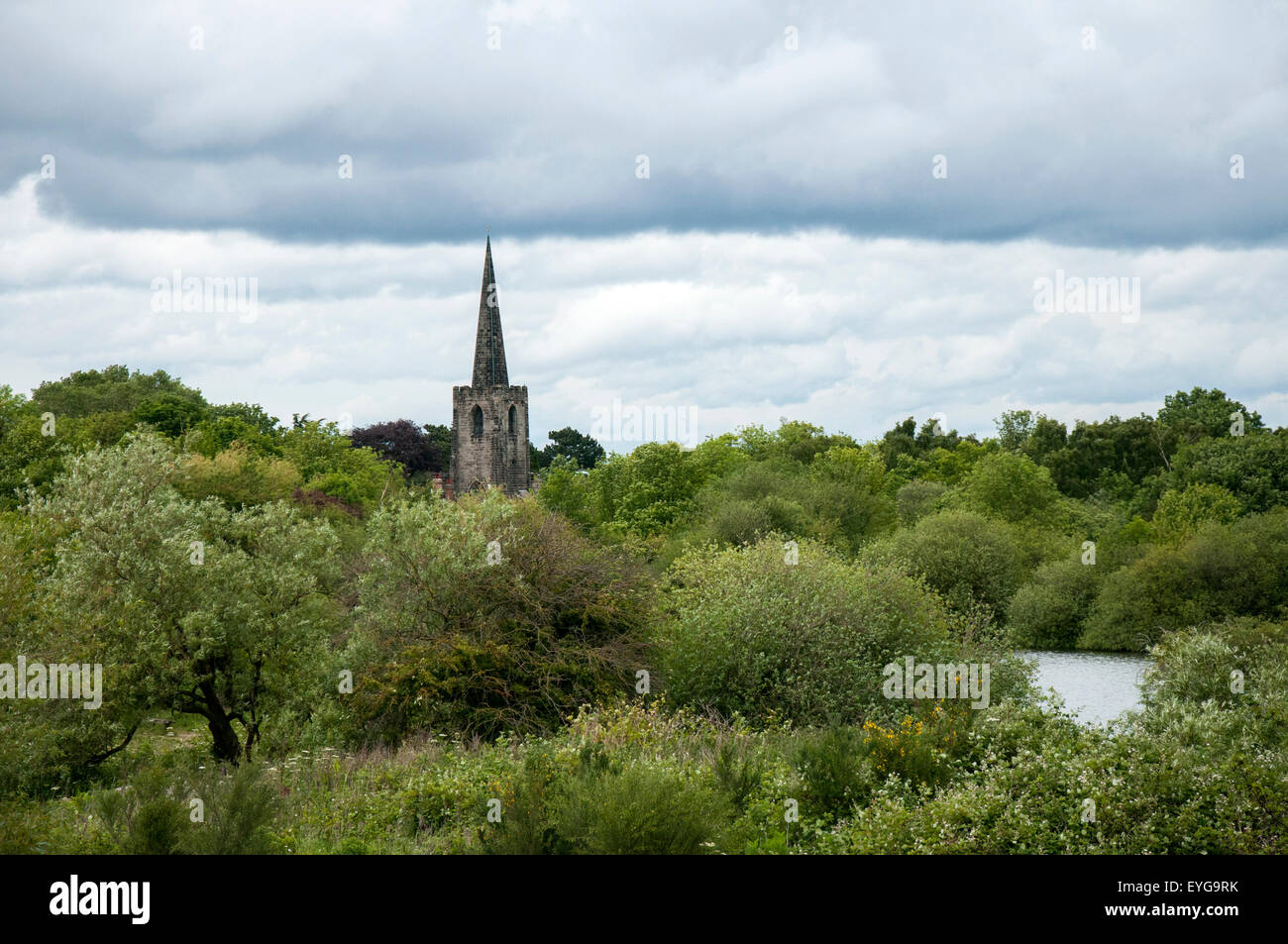 Gewitterwolken im Attenborough Naturreservat in Nottingham, Nottinghamshire, England UK Stockfoto