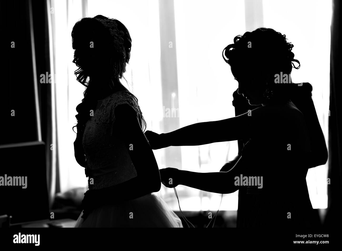 Silhouette der Braut Kleider Stockfoto