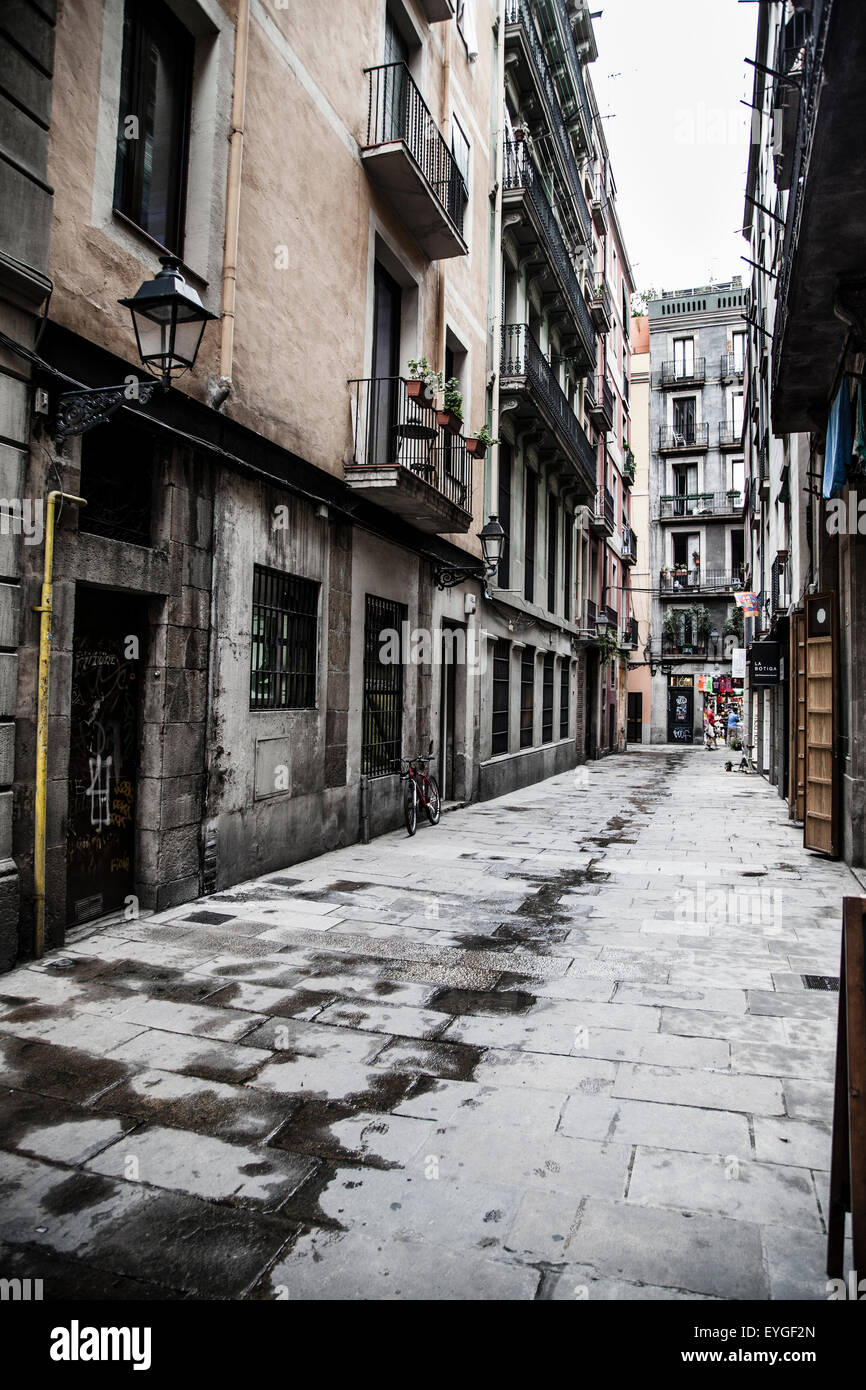Alte Straßen von Barrio Gotico, Barcelona, Spanien Stockfoto