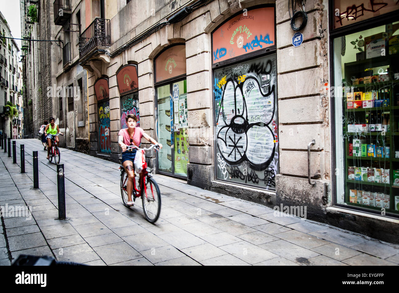 Fahrrad im Viertel El Born in Barcelona, Spanien Stockfoto